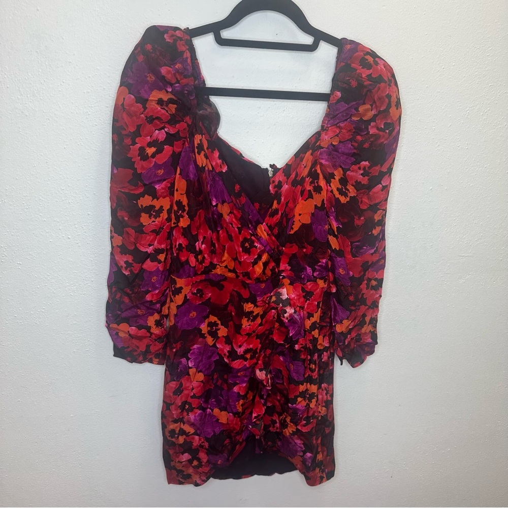 NWT SAYLOR Alouette Painterly Poppy Floral Mini Sweetheart Dress Size Medium - Picture 4 of 14